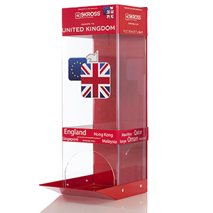 Espositore su misura da banco dispenser in metallo e plexiglass