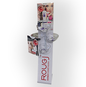 Espositore per prodotti sfusi da terra con contenitori in plexiglass