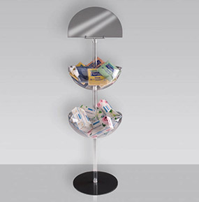 Espositore da terra con contenitori in plexiglas