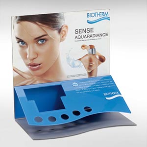 Espositore da banco con base in plexiglas e crowner stampato