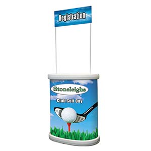 Banchetto promozionale ovale con crowner in PVC stampato
