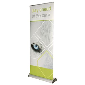 ROLL-UP con accessori come porta depliant, monitor, ripiano scrittoio e porta tablet