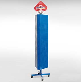 Totem in metallo, girevole, porta blister per cartoleria e accessori auto-moto