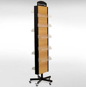 Totem girevole in metallo con ripiani in plexiglas trasparente per gioielli, cosmetici, erboristerie, farmacie, cartolerie