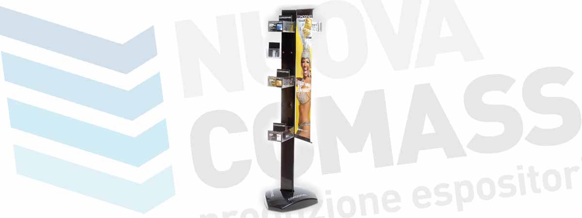 Espositore da terra per interno con contenitori in plexiglas