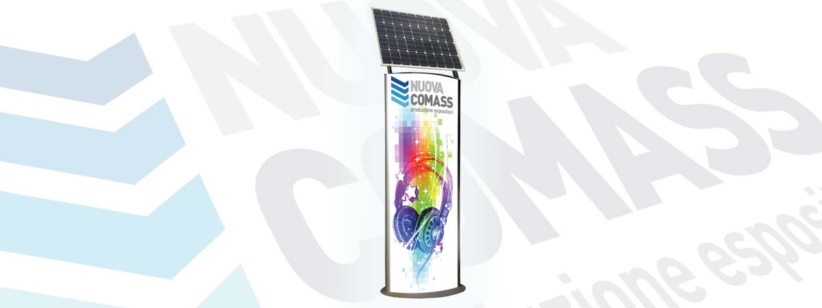 Totem luminoso da esterno con grafica bifacciale a energia solare