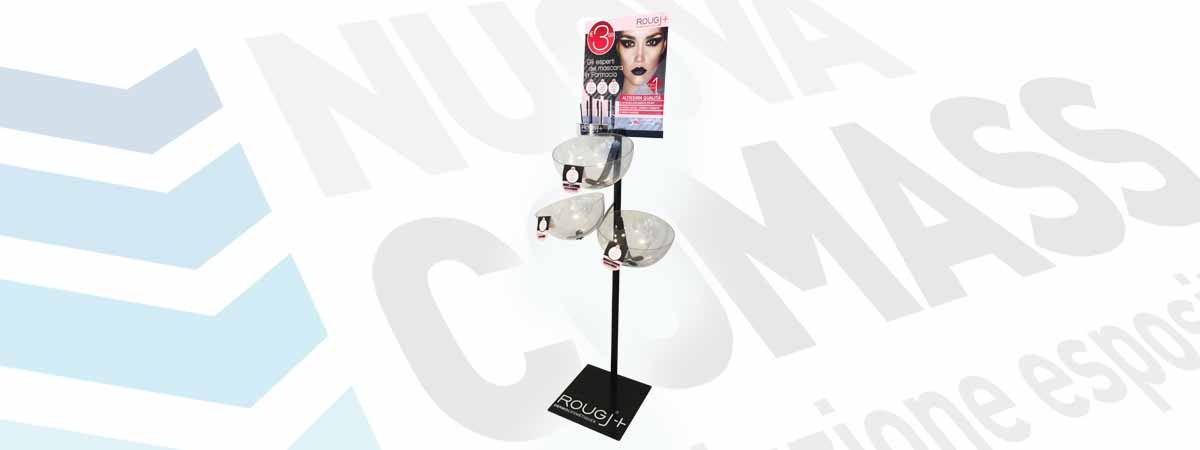 Espositore per prodotti sfusi, da terra in metallo con contenitori in plexiglas