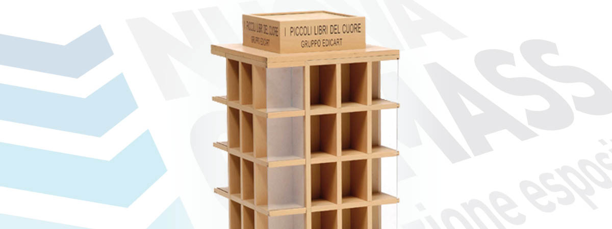 Espositore da banco per piccoli oggetti con vetrinette in plexiglas