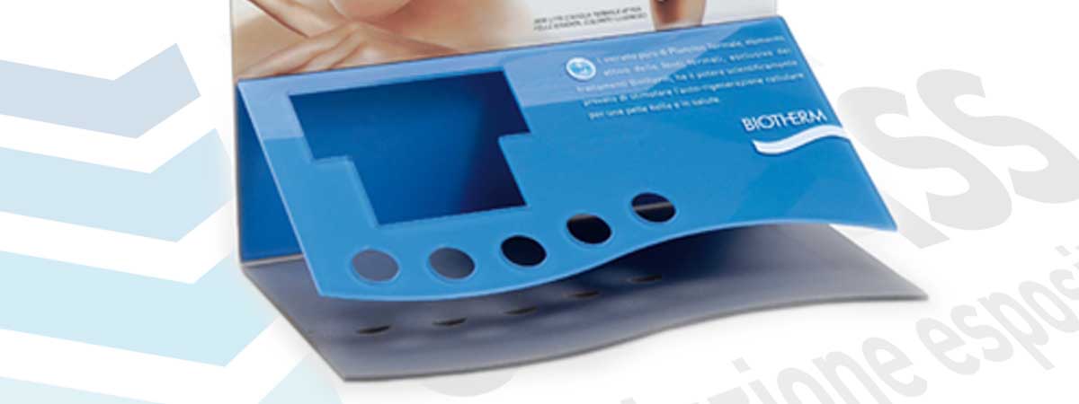 Espositore in plexiglas da banco per profumi cosmetici farmaci