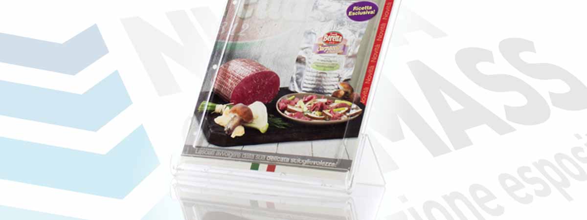 Espositore in plexiglas da banco per esporre depliant in A4