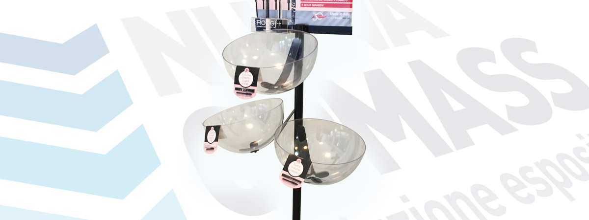 Espositori per negozi di abbigliamento con contenitori in plexiglas per accessori sfusi