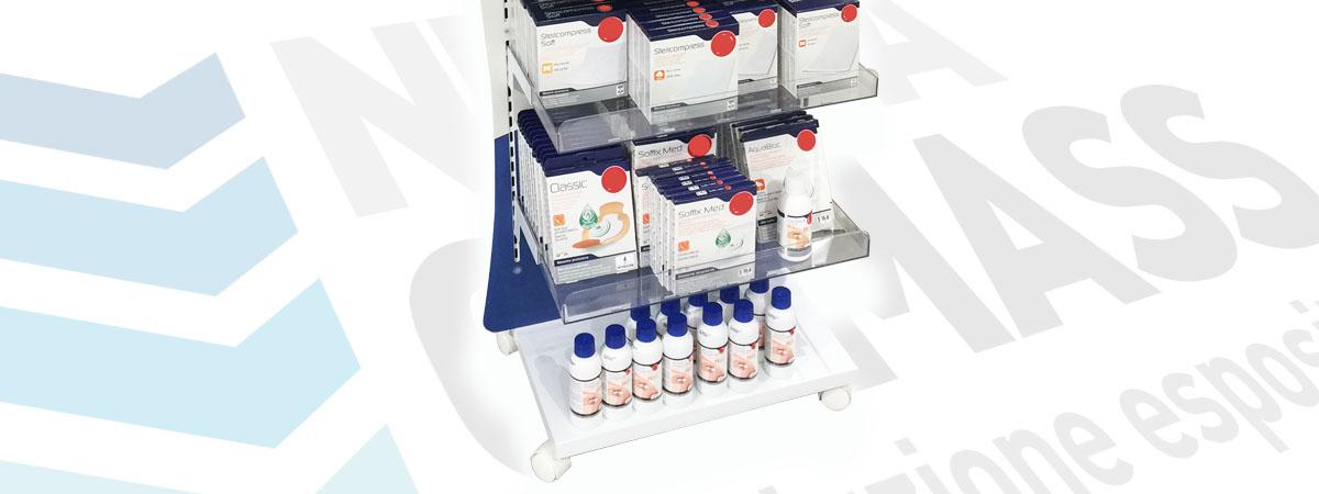 Espositore per tabaccherie, farmacie, profumerie, cosmetici