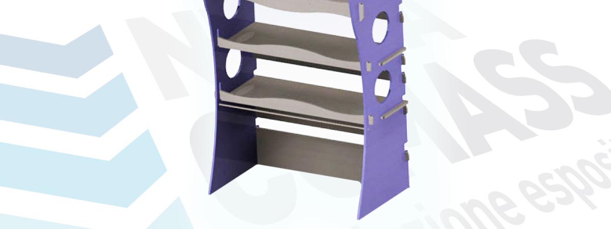 Scaffale per negozi in legno colorato