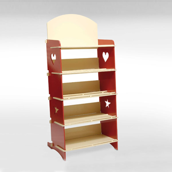 Espositore in legno con laterali sagomati